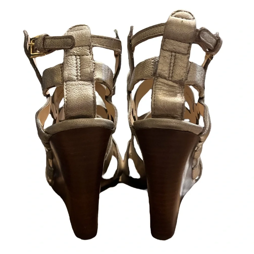 Tory Burch Gold Floral Wedge Sandals